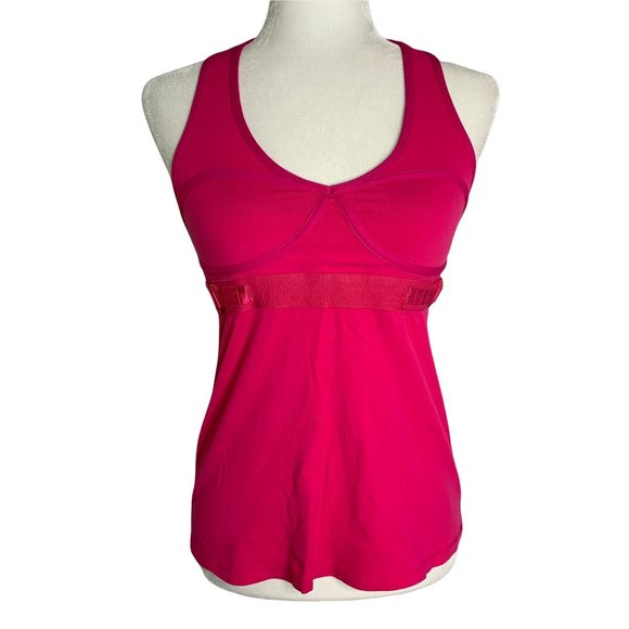 Lululemon Adjustable Tank Top 8 Pink Racerback Lined Bust Stretch Knit - Picture 1 of 7